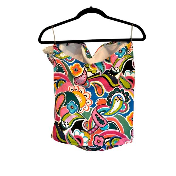 Bleu by Rod Beattie Printed Twist Bandeau Tankini Top Size 12 Multicolor NWT - Picture 3 of 12